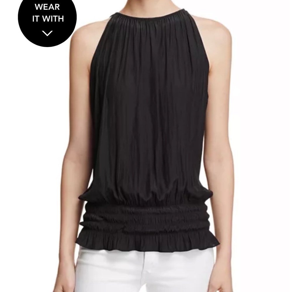 Black Ramy Brook Silk Blouse with cinched waist - size small